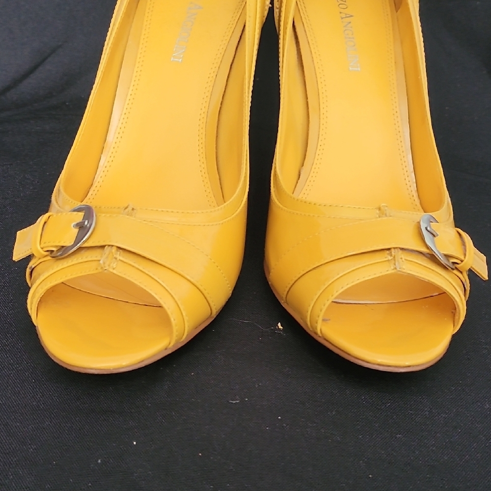 Enzo Angiolini Yellow Heels with Silver Buckle - Picture 7 of 8